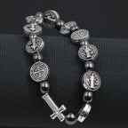 Hematite Saint Benedict Rosary Bracelet