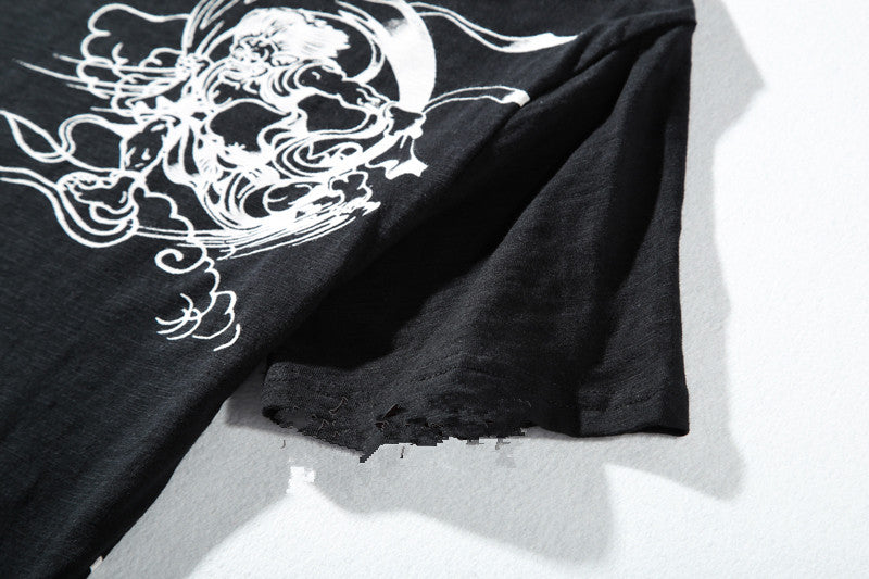 Embroidered Thunder God and Koi Short Sleeve Shirts | Streetwear