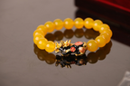 Cat's Eye Stone Bracelet with Gold-Plated Pixiu