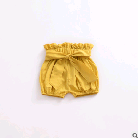 Summer Girls' Bowknot Ruffle Bread Pants and Shorts