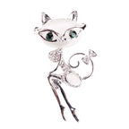 Cat Rhinestone Opal Brooch