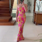 Printed Pleated Slim Tube Top Dress for Women