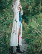 Embroidered Long Sleeve Sun Protection Beach Cover-Up
