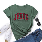 Women's JESUS Printed Loose Round Neck T-shirt | Faith Streetwear
