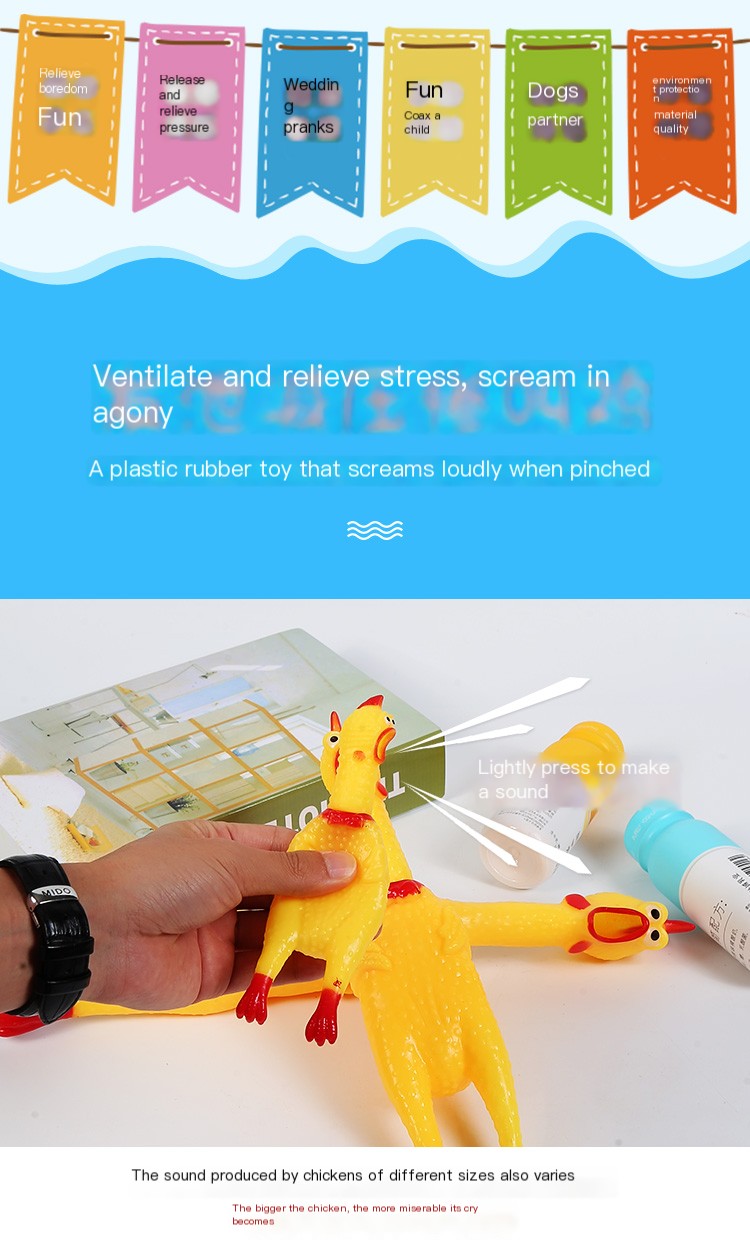 Screaming Chicken Dog Toy - Squeaky Rubber Pet Toy | 3 Sizes