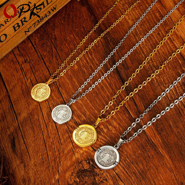Titanium Steel Coin Pendant Couple Necklace