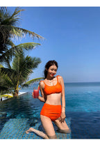 Black Korean Tie-Shoulder High-Waist Bikini Set