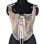 Floral Tapestry Lace-Up Corset Top