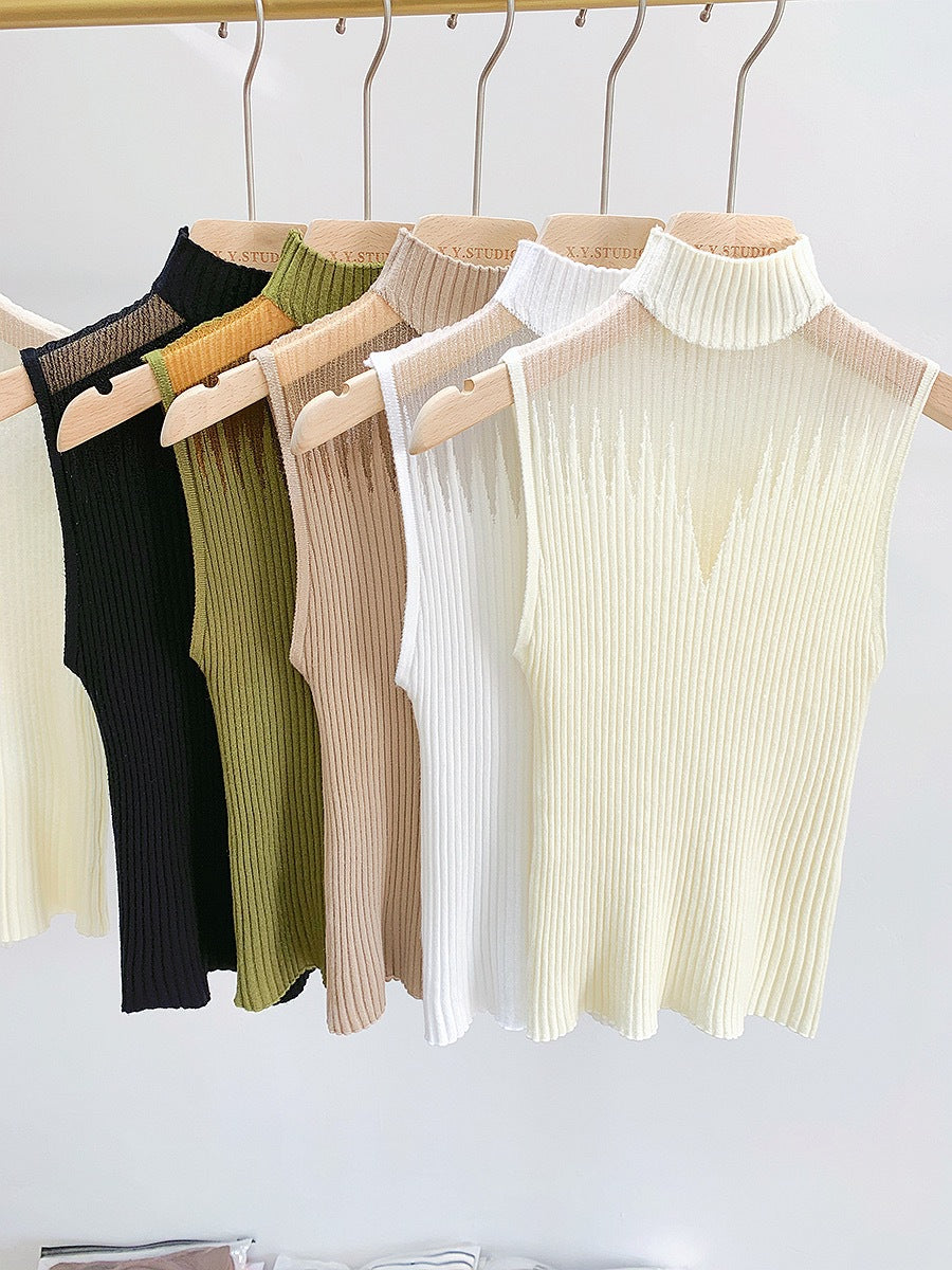 Summer High Neck Knit Tank Top for Women (Wholesale)
