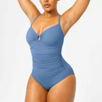 Ruched Keyhole Slim One-Piece Swimsuit