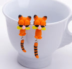 Handmade Polymer Clay Orange Cat Earrings