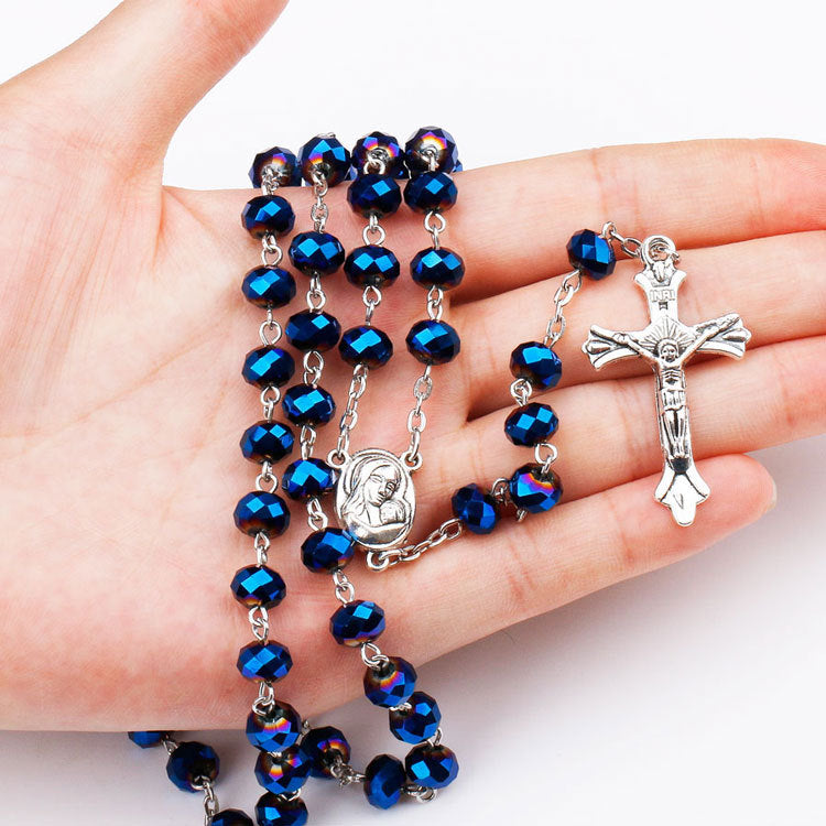 Beaded Crucifix Rosary Necklace