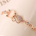 Rose Gold Cat's Eye Stone Cat Bracelet