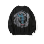 Men's Jesus Print Knit Sweater - Casual Street Style