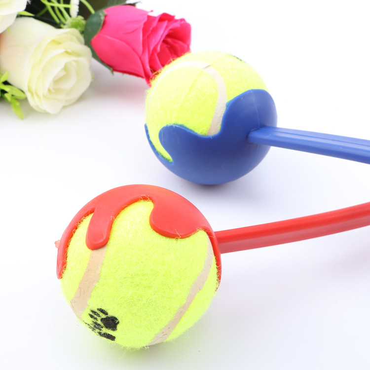 Dog Ball Launcher with Tennis Ball, Lightweight Fetch Thrower Stick for Dogs, Hands-Free Long-Distance Outdoor Play Toy with Ergonomic Grip