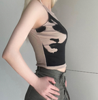Tie Dye Contrast Sleeveless Round Neck Crop Top