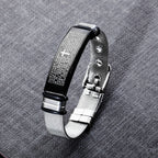 Black Titanium Steel Bracelet with Christian Bible Verse