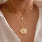 Cross And Coin Layered Necklace | Christian Jewelry