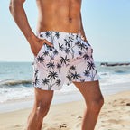 Men's Palm-Print Drawstring Swim Trunks