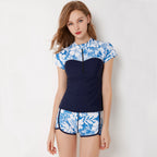 Two-Piece Short Sleeve Rash Guard Swim Set