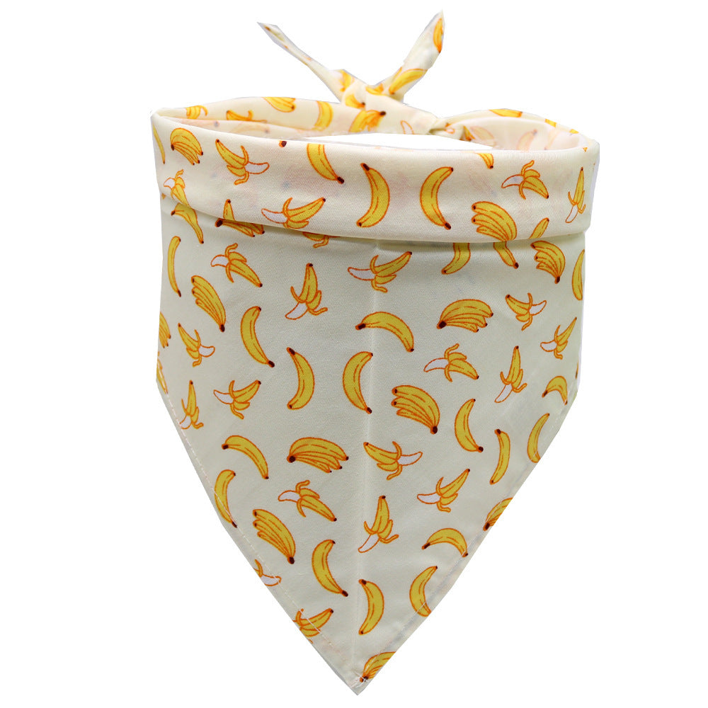 Pet Bandana Triangle Tie On Scarf for Dogs and Cats Plaid Snowflake Lemon Banana Prints Adjustable Cotton Neckerchief All Seasons