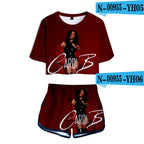 Cardi B Trendy 3D Crop Top and Shorts Set