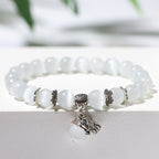 White Cat's Eye Stone Beaded Bracelet