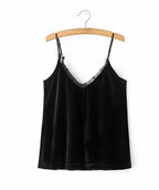 V-Neck Lace Camisole with Velvet for Fall/Winter