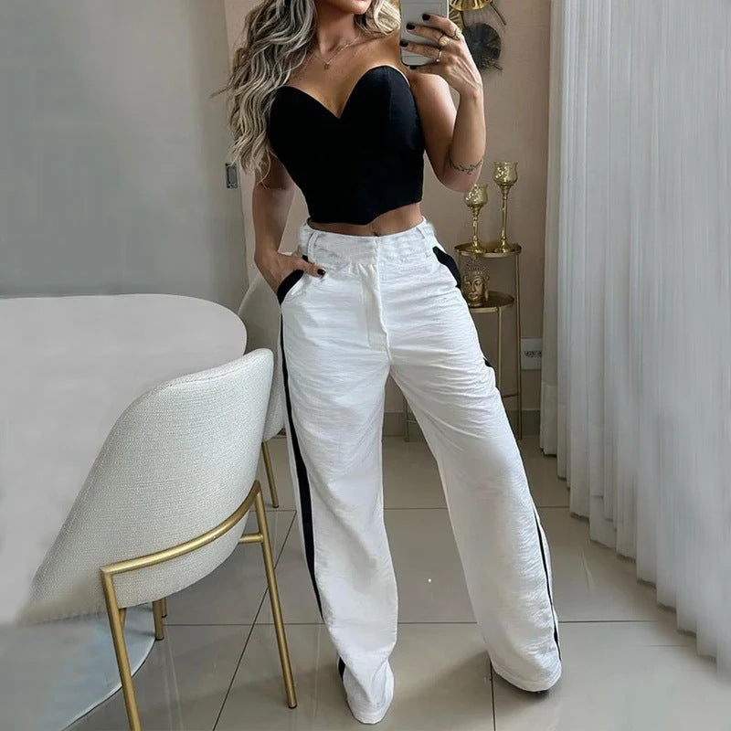 2023 Summer Fashion Stylish Crop Top and High-Waist Pants Set