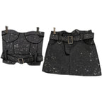 2023 Autumn Trendy Belted Tube Top & Rhinestone Skirt Set