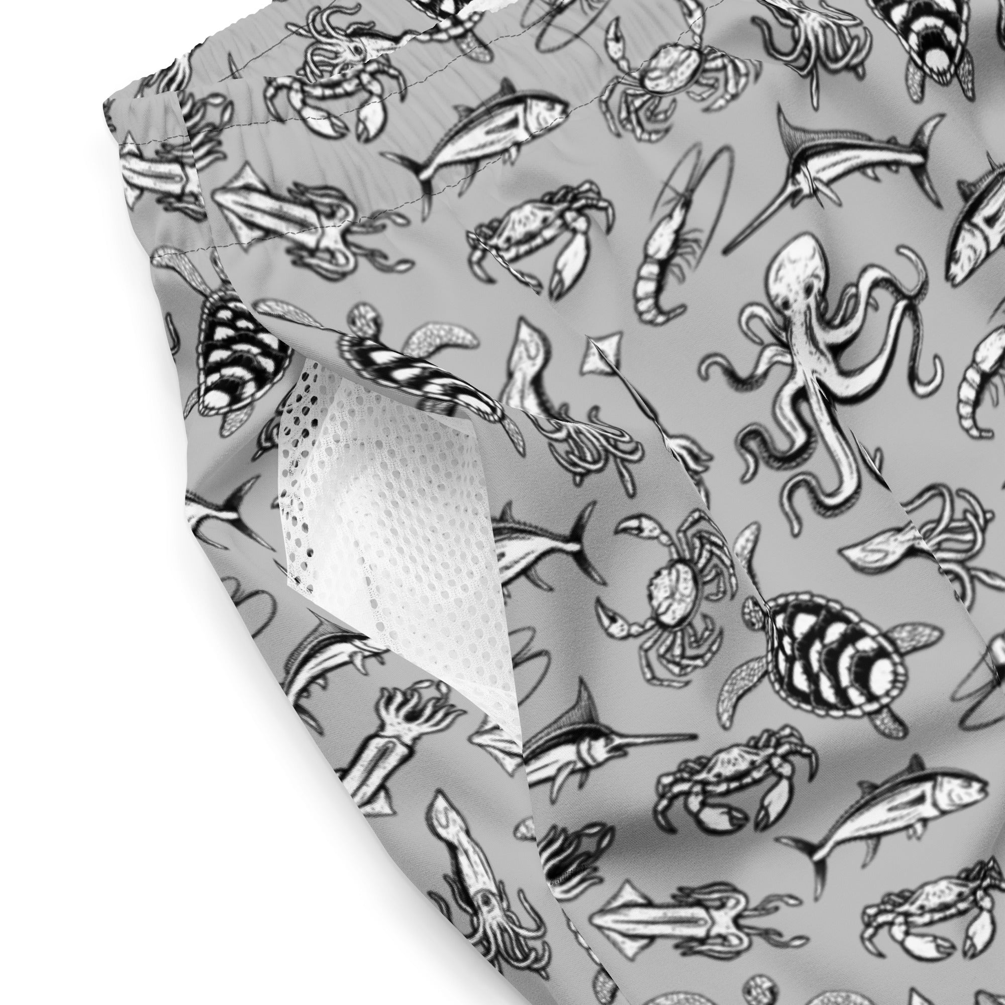 Men's Sea Creature Print Swim Trunks