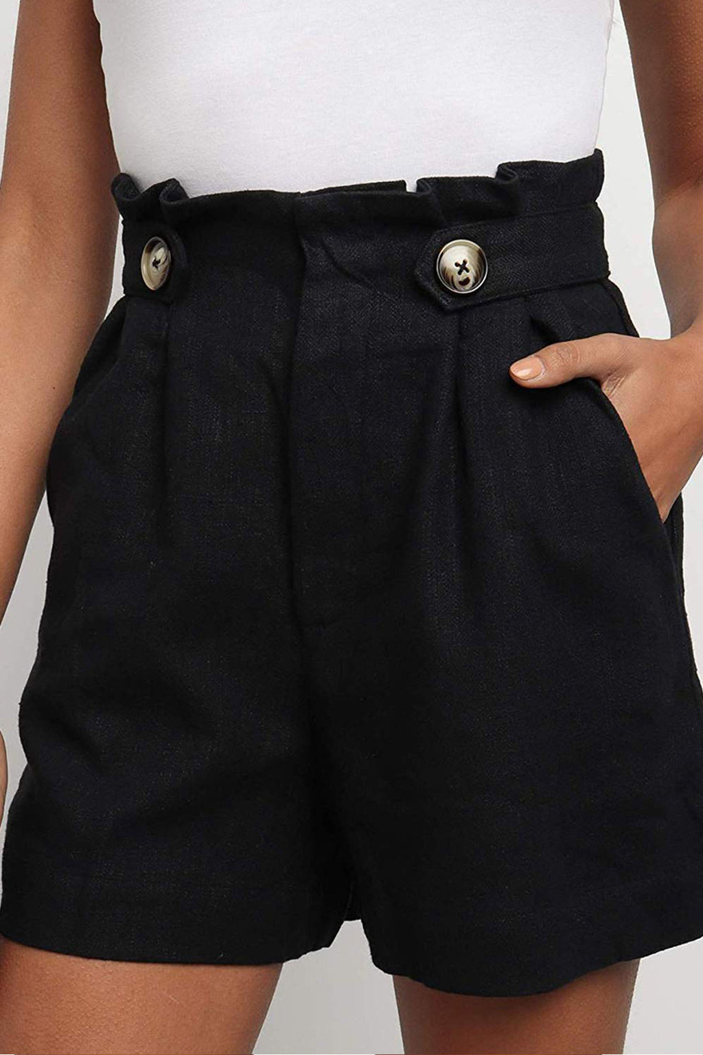 2020 New Women's High-Waist Loose Cotton Linen Shorts