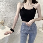Purple Camisole Chain Crop Top - Korean Style for Women