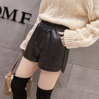 High Waist PU Leather Shorts for Women - Loose Fit