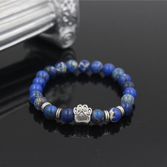 Lava Stone Dog Paw Heart Bead Bracelet