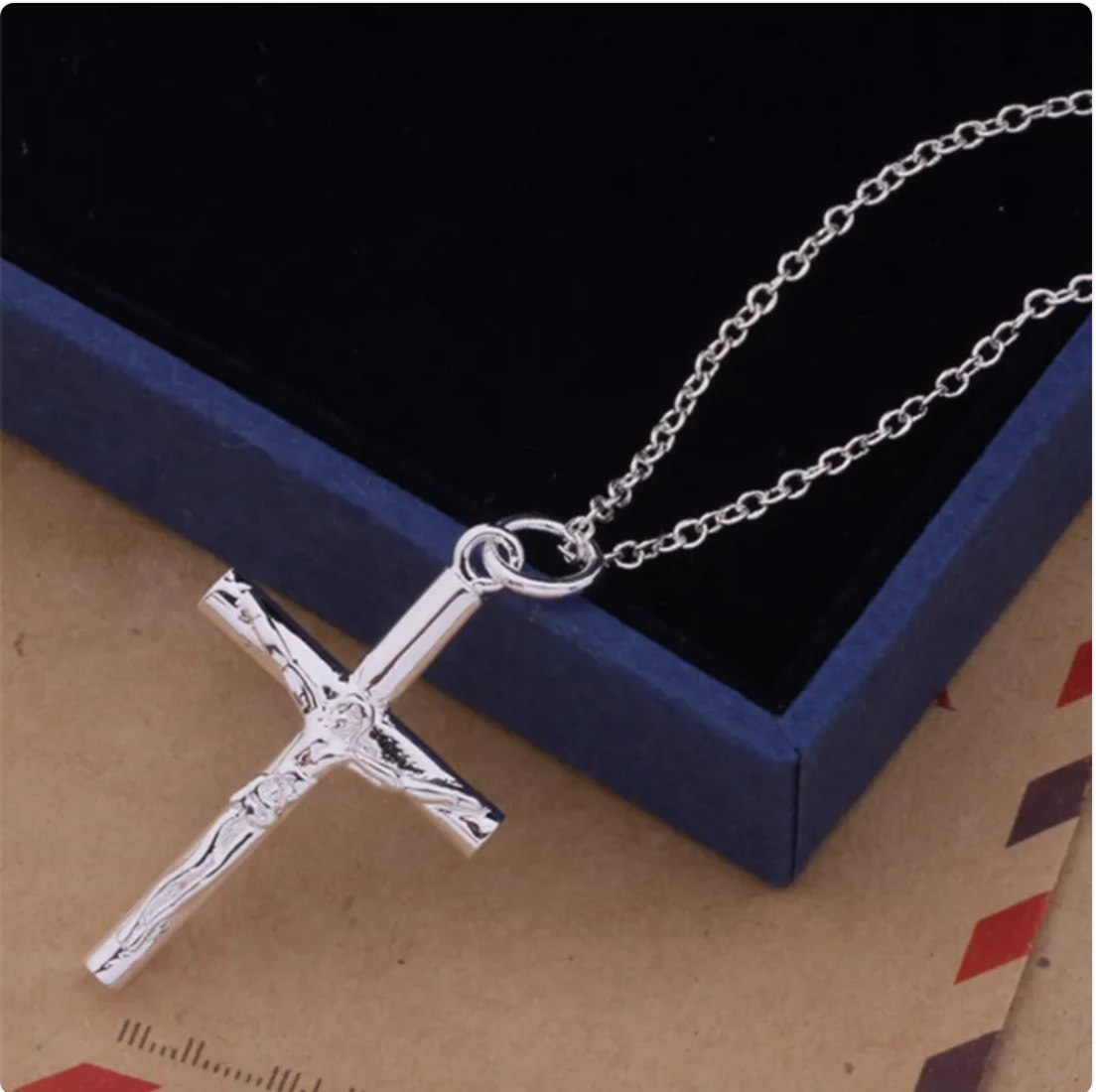 Silver Jesus Crucifix Cross Necklace | Christian Jewelry