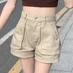 High Waist Slim Denim Workwear Shorts for Women