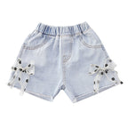 Girls' Summer Denim Shorts with Bow Detail