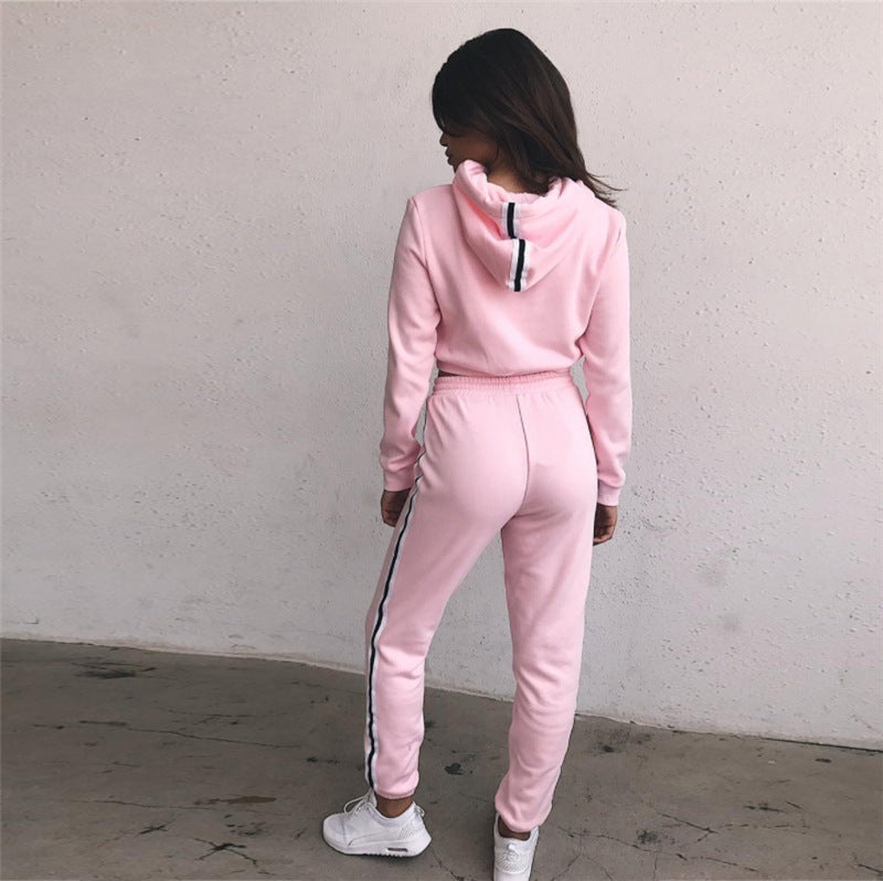 Cropped Hoodie Sports Set with Sweatshirt