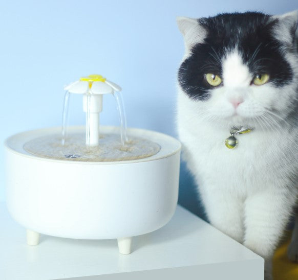 Automatic Pet Water Fountain 1200ml USB Electric Quiet Cat Dog Drinking Bowl with Filter and Flower Fountainhead for Fresh Circulating Water