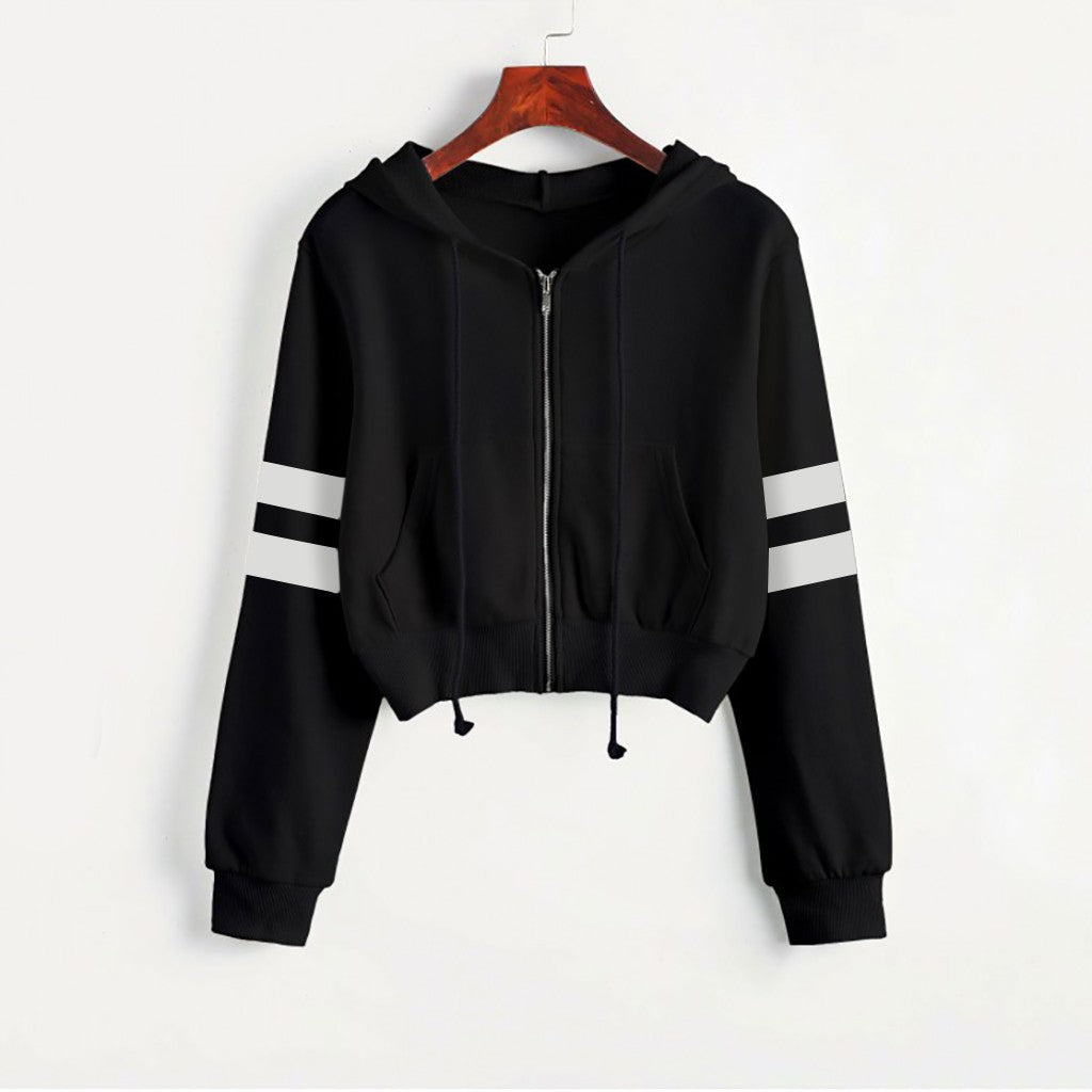 Women’s Y2K Cropped Hoodie - Long Sleeve Stripe Sweatshirt | Streetwear