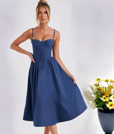 Sexy Bustier Spaghetti Straps Long Dress