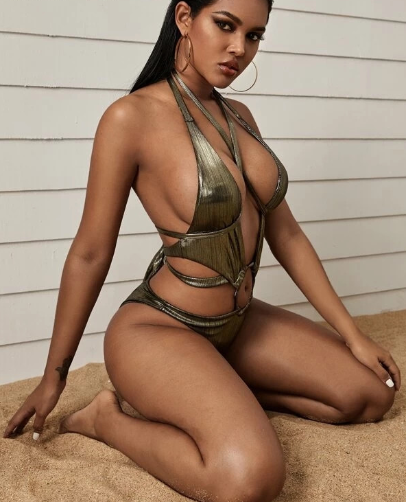 Asymmetric Strap Cutout One-Piece Swimsuit