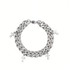 Titanium Steel Cross Charm Cuban Bracelet