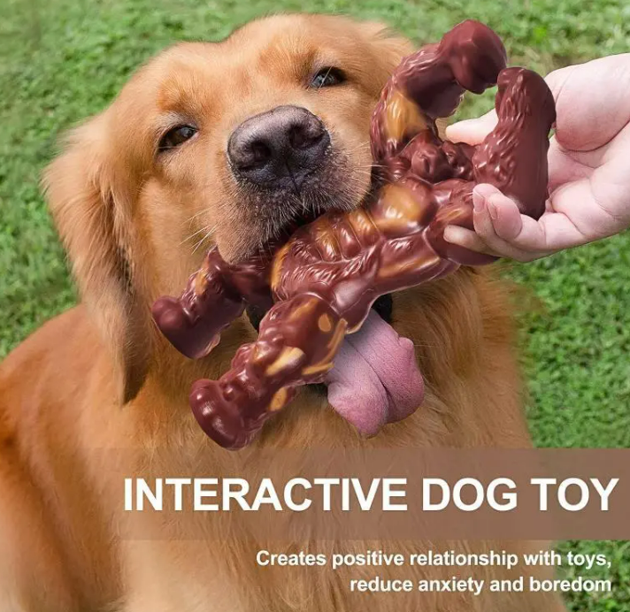 Tough Nylon Dog Chew Toy, Beef-Flavored Muscular Gorilla Dental Toy for Aggressive Chewers, Molar Teeth-Cleaning Toy for Medium & Large Dogs