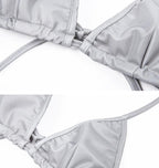 Reflective Women's Lace-Up Sexy Thong Set