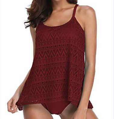 Lace Halter Swim Tankini Top