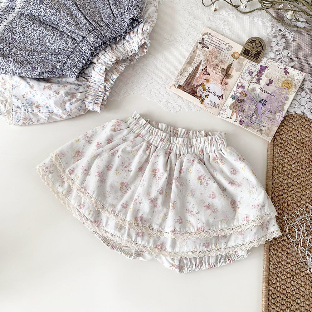 Floral Cotton Twill Shorts for Baby Girls