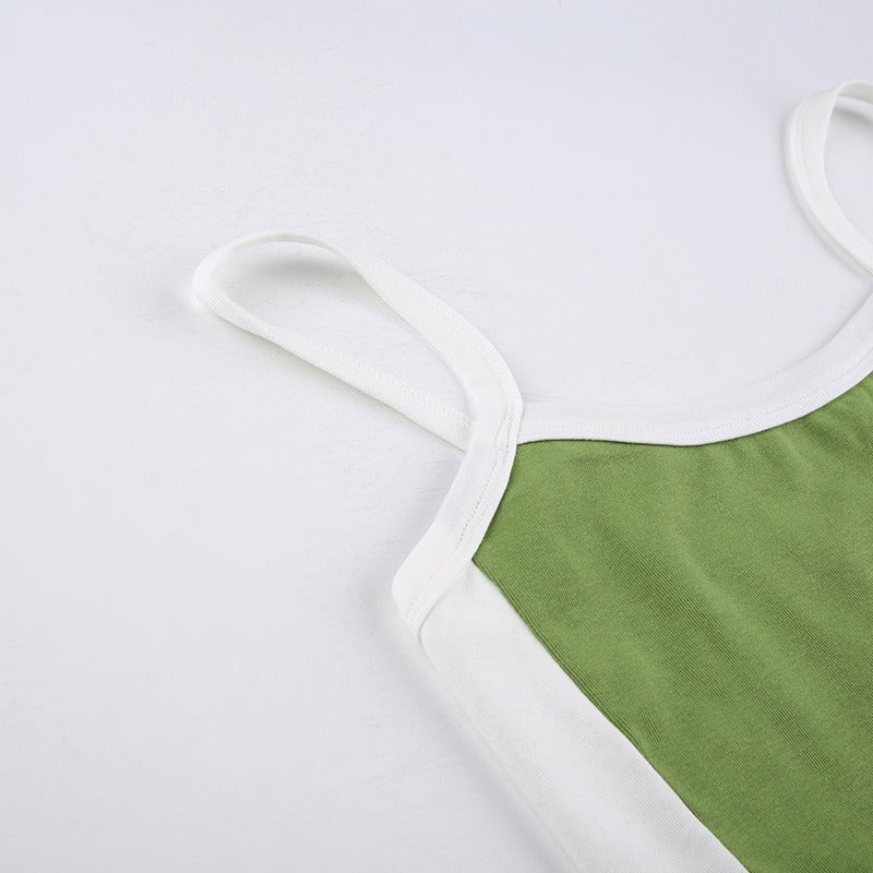 Colorblock Patchwork One-piece Neck Camisole Top