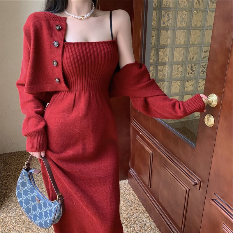 Two-Piece Suit Temperament Camisole Dress